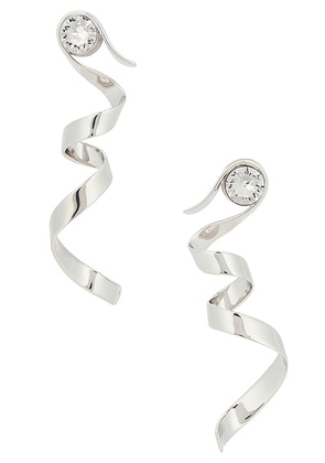 Dries Van Noten Ribbon Earrings in Silver. Size all.