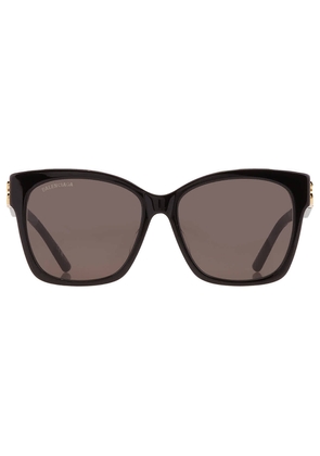 Balenciaga Grey Square Ladies Sunglasses BB0102SA 001 57