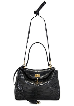 Balenciaga Rodeo Small Croc Embossed Top Handle Bag in Volcanic Rock - Black. Size all.