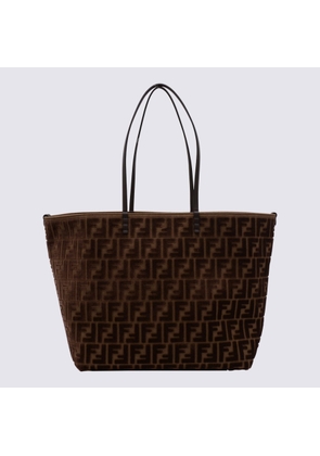 Fendi Brown Roll Large Zucca Velvet Tote