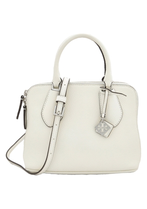 Tory Burch White Pebbled Leather Mini Swing Satchel