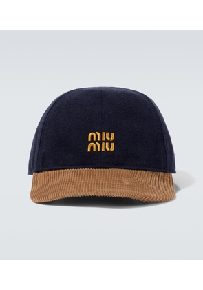 Miu Miu Logo denim and corduroy baseball cap
