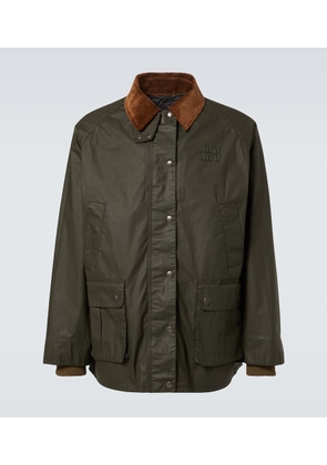 Miu Miu Corduroy-trimmed poplin field jacket