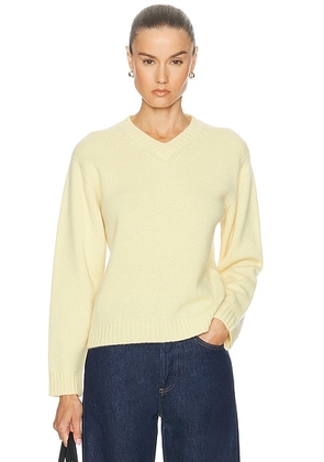 Amiya Nevia V Neck Sweater in Yuzu - Yellow. Size L (also in S, M).