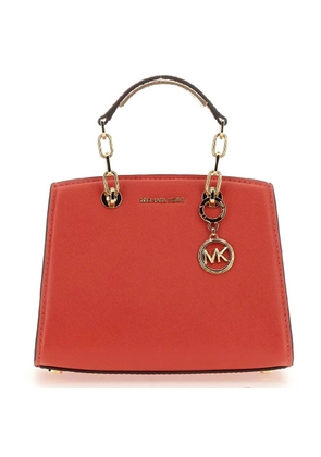 Michael Kors Cynthia Logo-Charm Leather Tote Bag