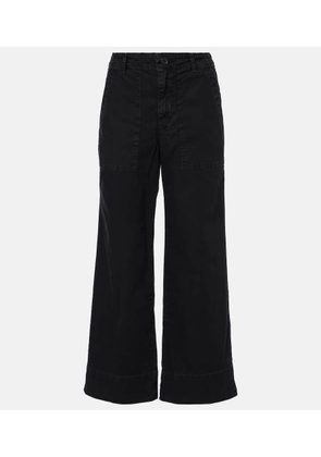Velvet Mid-rise cotton canvas wide-leg pants