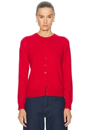 Enza Costa Cashmere Fitted Cardigan in Classic Red - Red. Size S (also in ).