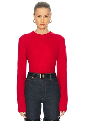 Enza Costa Cashmere Easy Long Sleeve Crewneck Sweater in Classic Red - Red. Size L (also in M, S, XS).