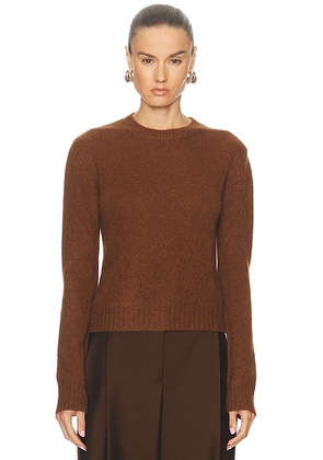 Enza Costa Cashmere Easy Long Sleeve Crewneck Sweater in Hazel - Rust. Size L (also in M, S, XS).