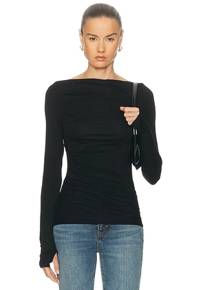 Enza Costa Fluid Jersey Sleeveless Draped Boatneck Top in Black - Black. Size S (also in XS).