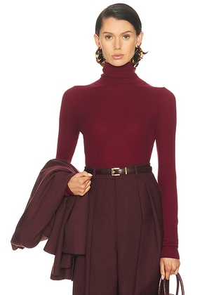 Enza Costa Silk Layering Turtleneck Top in Barolo - Burgundy. Size L (also in XS, M).