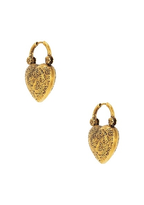Chloe Heart Earrings in Vintage Gold - Metallic Gold. Size all.