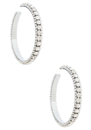 AREA Large Crystal Hoop Earrings in Clear Crystal & Silver. Size all.