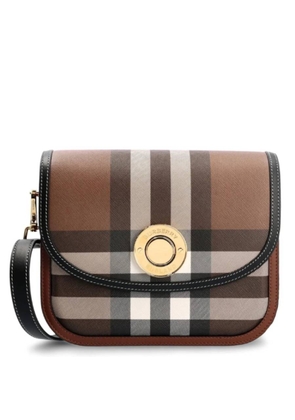 Burberry Dark Birch Brown Check And Leather Medium Elizabeth Bag