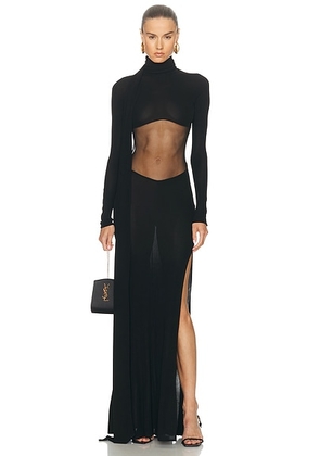 Blumarine Jersey High Slit Dress in Black - Black. Size 42 (also in ).