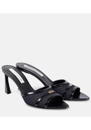 Victoria Beckham Leather-trimmed denim mules