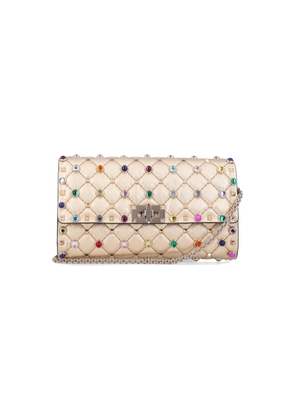Valentino Garavani Rockstud Spike Multicolor Studded Shoulder Bag In Metallic Nappa