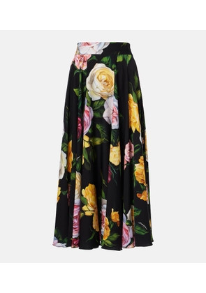 Dolce&Gabbana Floral silk-blend charmeuse midi skirt
