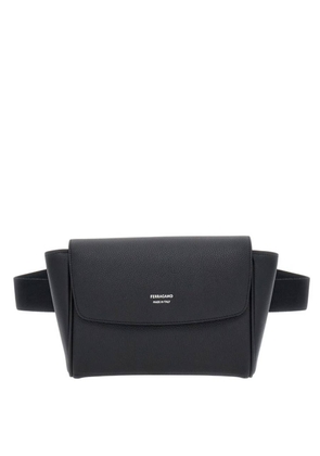 Ferragamo Black Hammered Calfskin Belt Bag