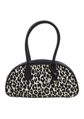 Michael Kors Lulu Small Leopard Print Calf Hair Satchel