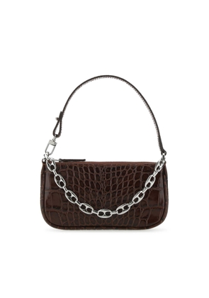 BY FAR Chocolate Leather Mini Rachel Handbag