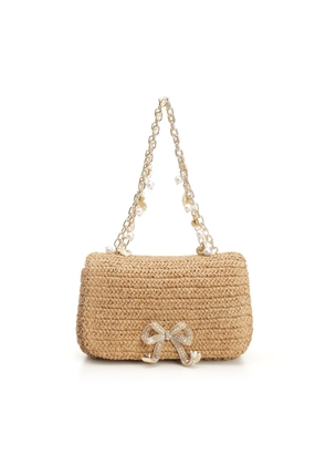 Self-Portrait Raffia Bow Charm Shoulder Bag
