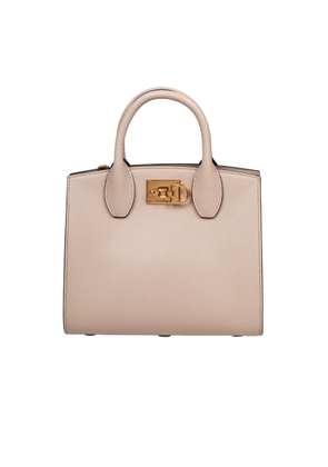Ferragamo Studio Box Bag In Hammered Leather Daino Color