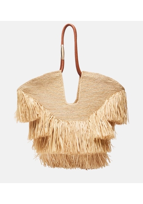 Zimmermann Goldentime Medium raffia tote bag