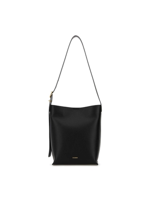 Jil Sander Black Leather Cannolo Shoulder Bag