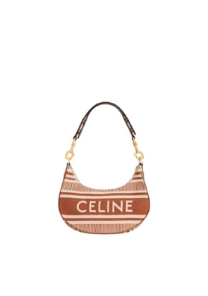 Celine Ava Strap Bag In Striped Textile