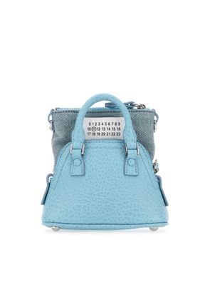 Maison Margiela Light Blue Leather And Fabric 5ac Classique Baby Handbag