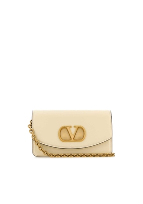 Valentino Garavani Ivory Leather Vlogo Signature Shoulder Bag