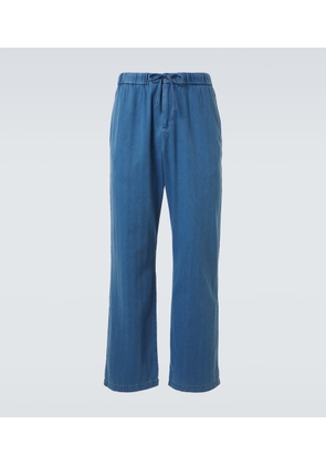 Frescobol Carioca Rocha herringbone cotton twill wide-leg pants