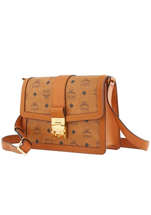 MCM Signature Visetos Tracy Shoulder Bag In Cognac