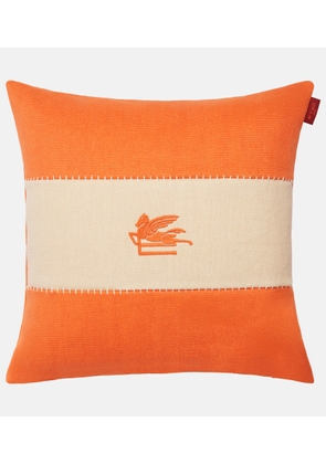 Etro Pegaso embroidered linen cushion