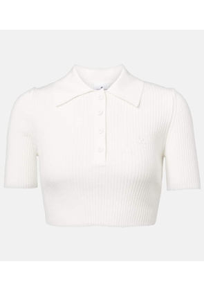Courreges Cropped ribbed-knit polo shirt