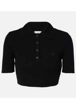 Courreges Ribbed-knit cropped polo shirt
