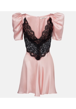 Rodarte Lace-trimmed silk charmeuse minidress