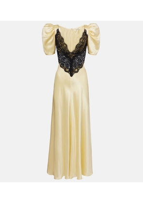Rodarte Lace-trimmed silk charmeuse gown