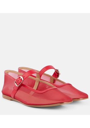 Le Monde Beryl Leather-trimmed mesh Mary Jane flats