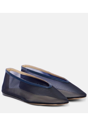 Le Monde Beryl Luna leather-trimmed mesh ballet flats