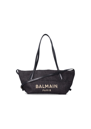 Balmain Small Track Tote Bag In Raffia