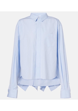 Sacai Ruffled striped cotton poplin shirt