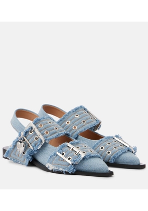 Ganni Feminine Buckle denim ballet flats