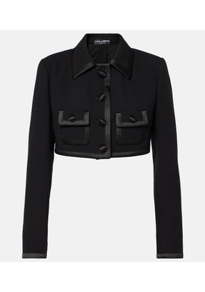 Dolce&Gabbana Cropped wool and silk-blend jacket