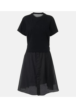 Sacai Cotton jersey and organza minidress