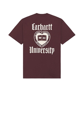Carhartt WIP Short Sleeve Schooling T-Shirt in Rondo - Burgundy. Size L (also in S, M).