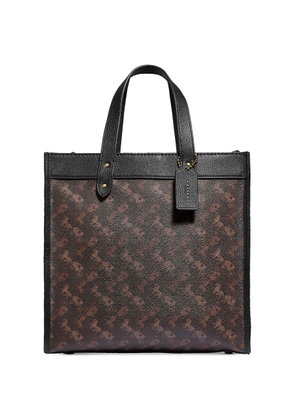 Coach Brass/Truffle Black Ladies Field Tote With Horse And Carriage Print
