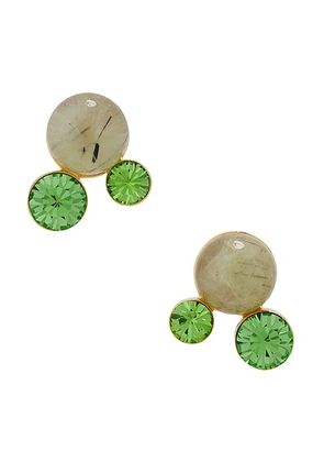 Dries Van Noten Stud Earrings in Pastel - Green. Size all.