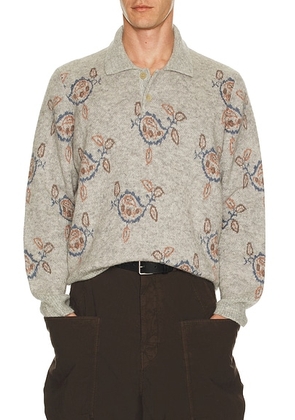 Corridor Maya Sweater Polo in Grey - Grey. Size L (also in S, M, XL/1X).